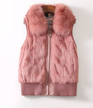 fashion Haining rabbit Fur Coat 2020 Autumn Winter New Vest Women Short vest large size fox fur collar Cardigan vest Jackets 646 2024 - buy cheap