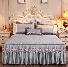 Корейская кружевная кровать, юбки, наволочки с хлопковой принцессой, покрывало, простыня, толстые теплые стеганые постельные принадлежности, покрывало для кровати, Королевский размер 2024 - купить недорого