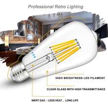 Lâmpada de led 12v dc, lâmpada st58 e27, luz branca 4500k, baixa tensão, 6w, edison, 12v, vintage, branco quente, 2700k 2024 - compre barato