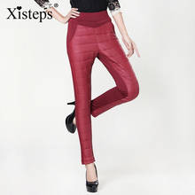 Xisteps-Pantalones cálidos de plumón de pato para mujer, calzas gruesas de terciopelo, de cintura alta, informales, talla grande, invierno, 2020 2024 - compra barato