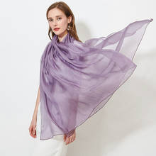 100% Real Silk Scarf Women Thin Chiffon Silk Shawls Wraps for Ladies Solid Neckerchief Hangzhou Natural Silk Scarf Foulard Femme 2024 - buy cheap