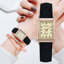 Relógio de pulso feminino com pulseira de couro, relógio retrô e luxuoso com diamantes e mostrador quadrado, esportivo de quartzo para mulheres, vestimenta 2024 - compre barato