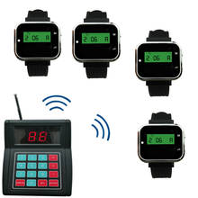 Long Distance Wireless Paging  Calling System 1 Keyboard Transmitter + 4 Wrist Watches  for Restaurant 2024 - buy cheap
