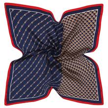 Fashion Brand Matagorda 53cm Korean Woman Scarf Chain Stitching Printing Imitated Silk Fabric Small Kerchief Ring Scarves Gift 2024 - buy cheap