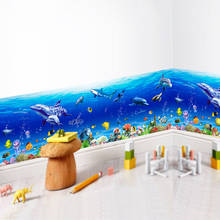 Съемный Настенный стикер s подводный мир, морская рыба, плинтус, наклейка для детской комнаты, ванной, домашний декор, наклейки из ПВХ 2024 - купить недорого