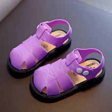 Летние сандалии для мальчиков От 1 до 6 лет Детские Нескользящие Детские сандалии с мягкой подошвой Популярные фиолетовые сандалии для девочек 2024 - купить недорого