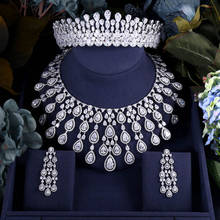 Conjunto de joias femininas de zircônia, conjunto de 3 peças de joias de luxo estilo dubai e zircônia cúbica, para festa de casamento 2024 - compre barato