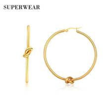 SUPERWEAR Knot Earrings for Women Stainless Steel Silver Yellow Gold Color Large Twist Hoop Earring Punk Fashion Jewelry Gifts 2024 - buy cheap