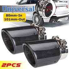 2Pcs Universal Car Exhaust Pipe Muffler Rear Tail Pipe Tip Throat Exhaust System Glossy Black 80mm-101mm For BMW X5 E70 E46 2024 - buy cheap