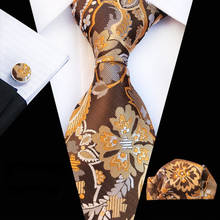 Conjunto de gravata clássico para homens, nova moda social, vermelho, azul marinho, com listras, floral, de seda, jaquard, com lenços e abotoaduras 2024 - compre barato