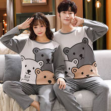 New Spring Autumn Couple Pajamas Set M-4XL Long Sleeve Cotton Pyjama Cute Cartoon Pajama For Men And Women 2024 - buy cheap