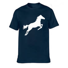 Camiseta con estampado de Animal de dibujos animados para hombre, camisa de manga corta de algodón con cuello redondo, con silueta de caballo de salto creativo, de verano 2024 - compra barato