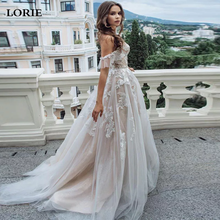 LORIE Champagne Wedding Dress off The Shoulder Vintage Lace Appliques Bride Dresses Vestido De Novia Custom Made 2024 - buy cheap