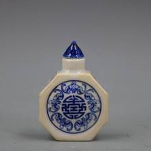 Botella de rapé de porcelana antigua, diseño de longevidad, azul y blanco 2024 - compra barato