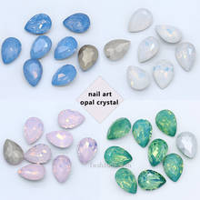 12p 4x6mm 5x8mm 8x13mm 10x14mm teardrop white/pink/green opal pointed back crystal rhinestones Gem Nail Art jewelry making beads 2024 - buy cheap