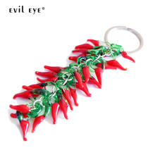 EVIL EYE Glass Red Pepper Keychain Silver Color Keyring Handbag Chili Key Chain Holder Fashion Jewelry for Women Men LE245 2024 - buy cheap