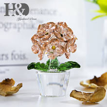 H & D Хрустальный цветок пресс-папье Гортензия фигурка коллекционный подарок на орнамент для девочек стол для сада декор для спальни темно-розовый 2024 - купить недорого