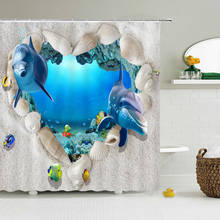 Занавеска для душа в ванную комнату с рисунком океана, Дельфина, водонепроницаемая моющаяся ткань с крючками для экрана ванны 2024 - купить недорого