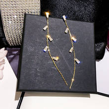 2021 New Japanese And Ilver Needle Crystal Tassel How Face Thin Earrings Atmospheric Fashion Earrings Feminine Long Earrings 2024 - buy cheap