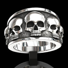 VAGZEB серебряное мужское кольцо с черепом в стиле панк Винтажный череп серебряный цвет Ювелирные изделия Подарки 2024 - купить недорого
