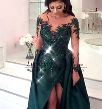 Vestido De fiesta largo De satén con lentejuelas, Vestido De noche Formal con apliques De cristal, Color verde, 2020 2024 - compra barato