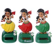 T3ED 1PC Car Ornaments Hawaii Girl Hula Shaking Head Toy Solar Powered Auto Interior 2024 - buy cheap