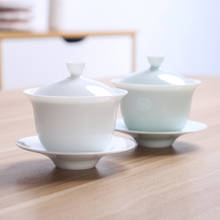 Conjunto de chá tradicional chinês em porcelana branca, conjunto de chá tureen copo taça cerimônia de chá kung fu cerâmica flor chá mestre copo 2024 - compre barato