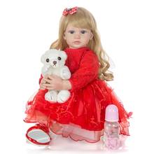 Pretty girl blond wig reborn toddler doll toys 24"60cm Silicone Vinyl Limbs  reborn baby Princess doll for children gift 2024 - buy cheap