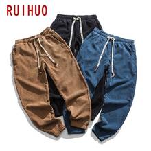 RUIHUO-pantalones bombachos de pana para hombre, pantalón de chándal informal, ropa de calle de Hip Hop, talla grande, M-5XL, novedad de 2021 2024 - compra barato