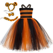 Vestido tutu de tigre fofo para meninas, fantasia de halloween para cosplay de tigre, tema animal, bebês, meninas, aniversário, festa na selva 2024 - compre barato