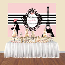 Parisian Paris themed party  baby shower backdrop Eiffel Tower pink background banner poster coustom candy table dessert vinyl 2024 - buy cheap