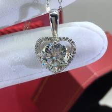 Prata 925 original 3 quilates de diamante teste passado d cor moissanite coração pingente colar grande 9mm gemstone contas corrente para mulher 2024 - compre barato