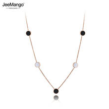 JeeMango Bohemia Stainless Steel Round Black Acrylic & White Shell Chain Pendant Necklaces For Women Choker Necklace JN19172 2024 - buy cheap