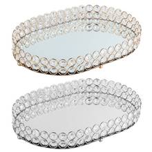 Mirror Tray Crystal Cosmetic Perfume Decorative Tea Lights Jewelry Trinket Tray Vanity Makeup Tray for Dresser Storage Bathroom 2024 - buy cheap