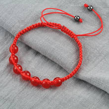 Pulsera de cuerda de la suerte tibetana hecha a mano para hombre y mujer, pulsera trenzada con cuentas de piedra Natural de cuerda roja, regalo para mejores amigos 2024 - compra barato