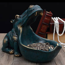 LLavero de gran boca de hipopótamo, adornos de resina, armario de zapatos, contenedor de almacenamiento de llaves de entrada, soporte de joyería, decoración creativa del hogar 2024 - compra barato
