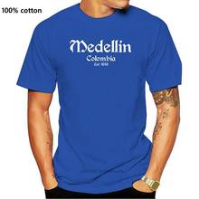 Camiseta masculina medellin colômbia, camiseta de algodão com tamanhos grandes 2024 - compre barato