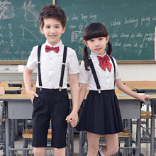 110-160cm Kids Baby Boy Girls School Team Uniform Chorus Japanese Stage Performance Set Fancy Overalls Skirt Shirt Collar Outfit 2024 - buy cheap