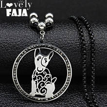  Fashion Black Crystal Stainless Steel Necklace Women Silver Color French Bulldog Necklaces Jewelry gargantilla N19708 2024 - buy cheap