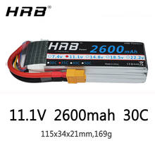 Аккумулятор HRB 3S 11,1 В Lipo 2600 мАч XT60 T Deans XT90 EC5 с внутренней вилкой 35C для гонки по оси самолетов FPV дронов автомобилей лодок радиоуправляемых запчастей 2024 - купить недорого