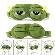 Máscara de ojos para dormir divertida, máscara de ojos 3D de rana triste, cubierta de dibujos animados, suave, de felpa para dormir, verde, para descanso de viaje 2024 - compra barato