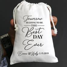 Персонализированные пакеты завтра будут лучшими на каждый день, свадебные сумочки для подарков, хлопковые муслиновые пакеты на шнурке 2024 - купить недорого
