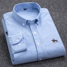 Camisa Oxford 2021 de algodón para hombre, camisa de manga larga con bordado de caballo, informal, sin bolsillo, color sólido, talla grande 5XL, 6XL, 100% 2024 - compra barato