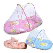 Pink Blue Baby Cartoon Newborn Portable Folding Travel Bed Crib Canopy Mosquito Net Tent Foldable Cotton Blends Mattress Pillow 2024 - buy cheap