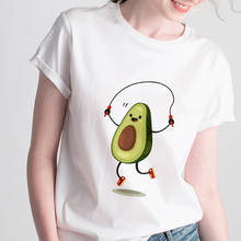 Cartoon Avocado Printed t shirt women 2019 New summer kawaii Short Sleeve t-shirt White Thin section Hipster Tshirt Tops clothes 2024 - buy cheap