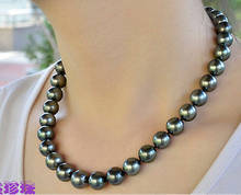 Collar de perlas negras de tahitiano del Mar del Sur, joyería AAA REAL perfecta, 11-12 MM, 18 ", 14K, venta al por mayor 2024 - compra barato