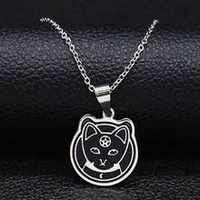 Collar de brujería de acero inoxidable con forma de gato, joyería con diseño de bruja de esmalte negro, hexagrama, 2021, N1903S02 2024 - compra barato