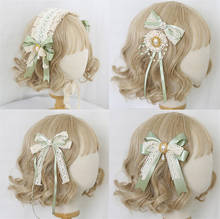 Mori Girl-horquilla de encaje Lolita, Diadema con lazo embellecedor, Clip lateral, tocado KC, accesorios para el cabello, B1620 2024 - compra barato