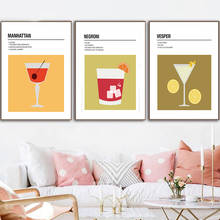 Cocktail Wall Art Prints Classic Vesper Negroni Poster Kitchen Wall Art Canvas Painting Pictures Manhattan Drinks Gift Bar Decor 2024 - buy cheap