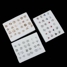 12Pairs Randomly Gold Silver Color Women Small Plastic Stud Earrings Sets For Girl Bowknot Flower Heart Star Broncos Jewelry 2024 - buy cheap